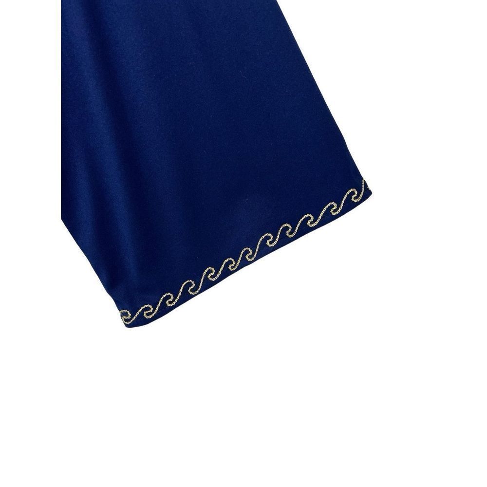 2 Piece Indian Outfit Sheer Robe & Dress Blue and Gold Floral Embroidery Tunic - Picture 13 of 14